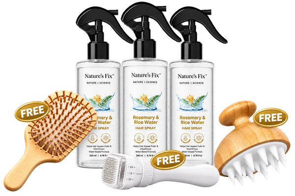 3 Bottles + Anti-Tangle Bamboo Brush + Derma Pro Stamp + Shower Exfoliator